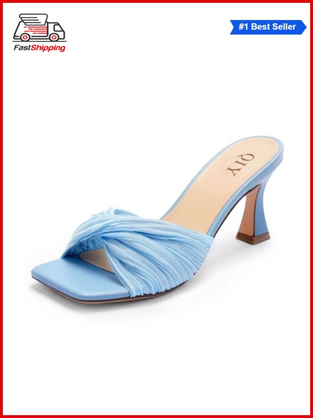 Satin Square Toe Mid Heel Sandals with Twisted Knot Ankle Strap